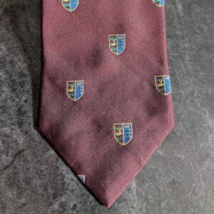 Ralph Lauren Maroon Coat Of Arms Silk Necktie 58"